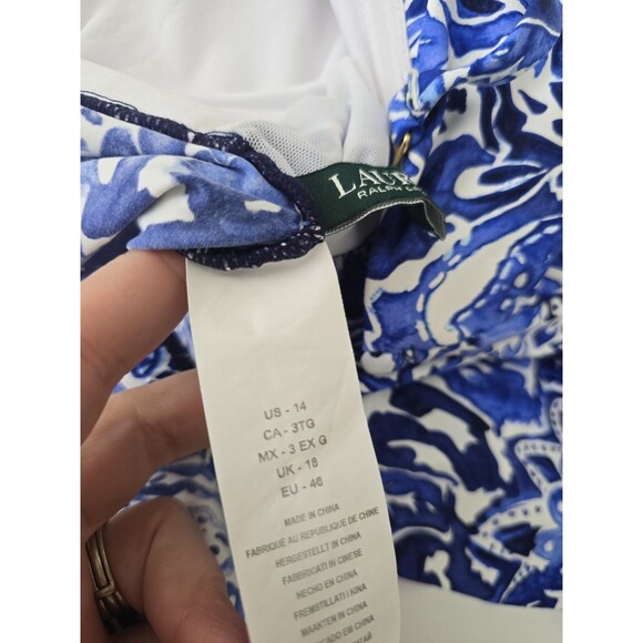 Lauren Ralph Lauren Womens Blue Skirted Mio One Piece Swimsuit Size 14 - Picture 5 of 8